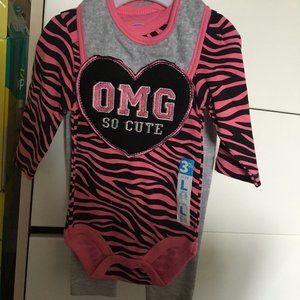 NWOT pink zebra print baby outfit